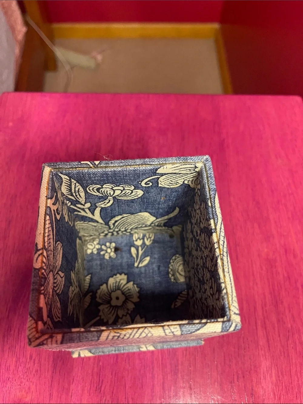 Vintage Pierre Deux Blue Toile Fabric Pencil Holder La Declaration Pattern